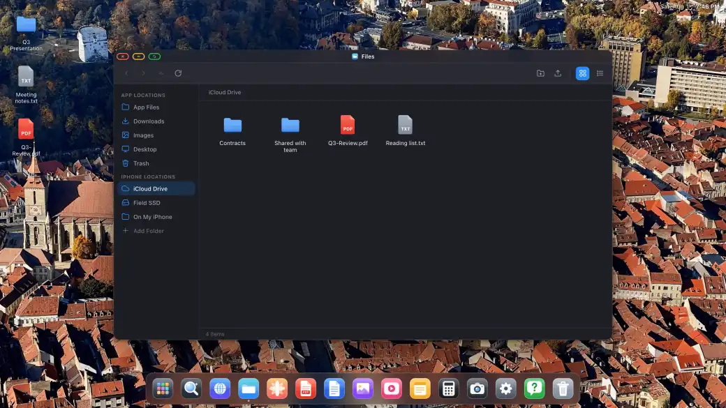 XeOS on an external display: files icloud