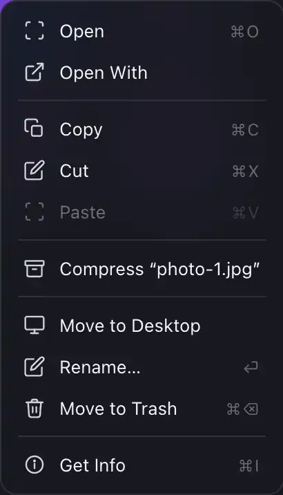 XeOS on an external display: menu context