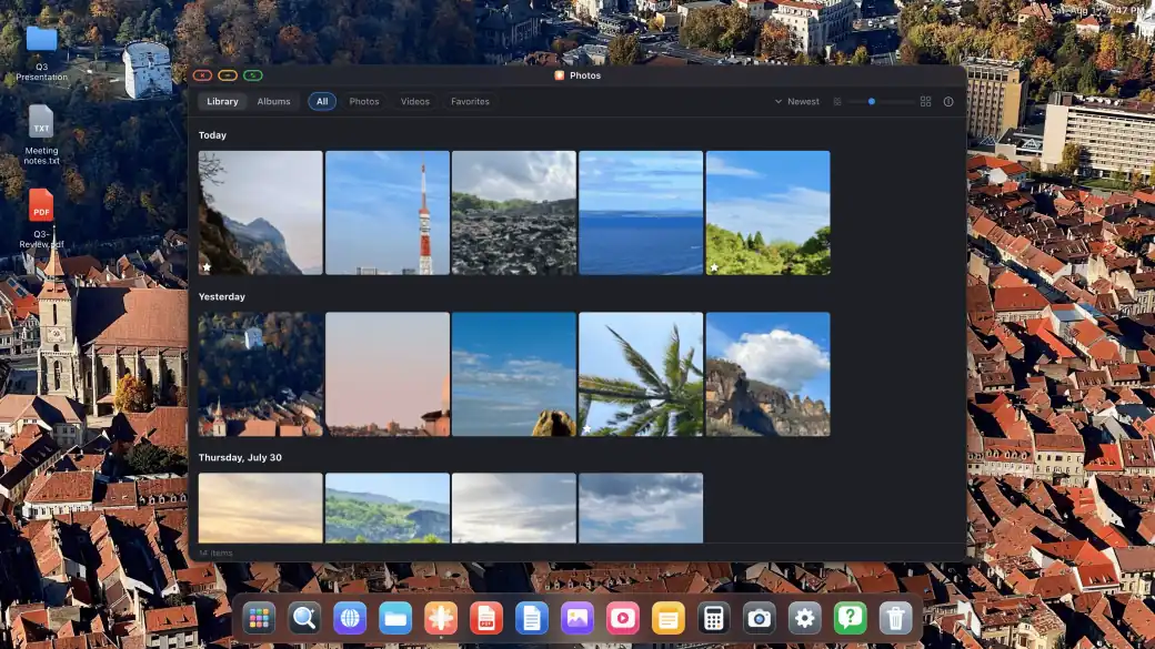 XeOS on an external display: photos gallery